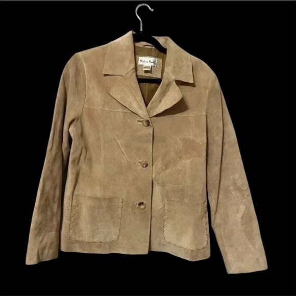 Madison Studio Jackets & Blazers - Madison Studio Pig Suede Light Brown Patch/Stitch Jacket Size 8
